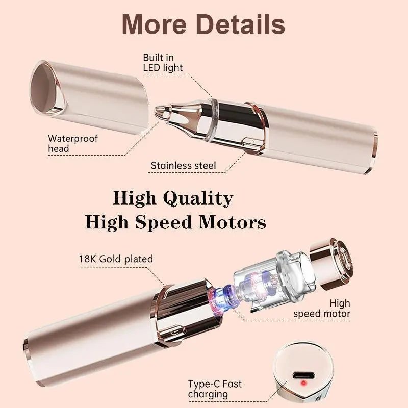 2 in 1 facial & eyebrow hair trimmer for Women, Rechargeable Face Razor✨