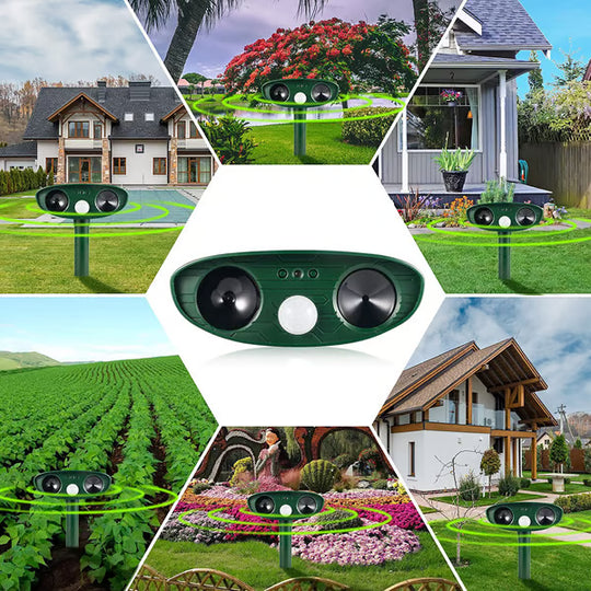 Solar-Powered Animal Repeller, Deer Repellent Devices, Waterproof Ultrasonic Pest Repellent