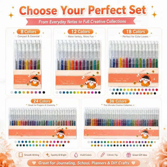 🔥LAST DAY SALE ONLY ￡9.99!!✨50K+ SOLD!🎁Glitter Gel Pen Set