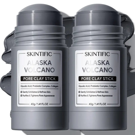 SKINTIFIC Clay Stick 2PCS Combo – Mugwort Clarifying / Volcano Detox / Bright Boost Even Tone Deep Pore Cleansing Oil Control Non-Stripping