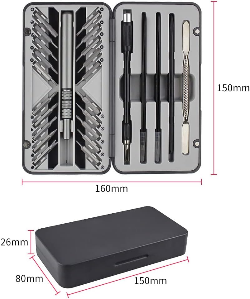 26 in 1 Precise Screw Driver Bit Set, 20 Bits (Phillps, Slotted, Torx, Hex and other 5 kinds of Bits), Flexible Shaft