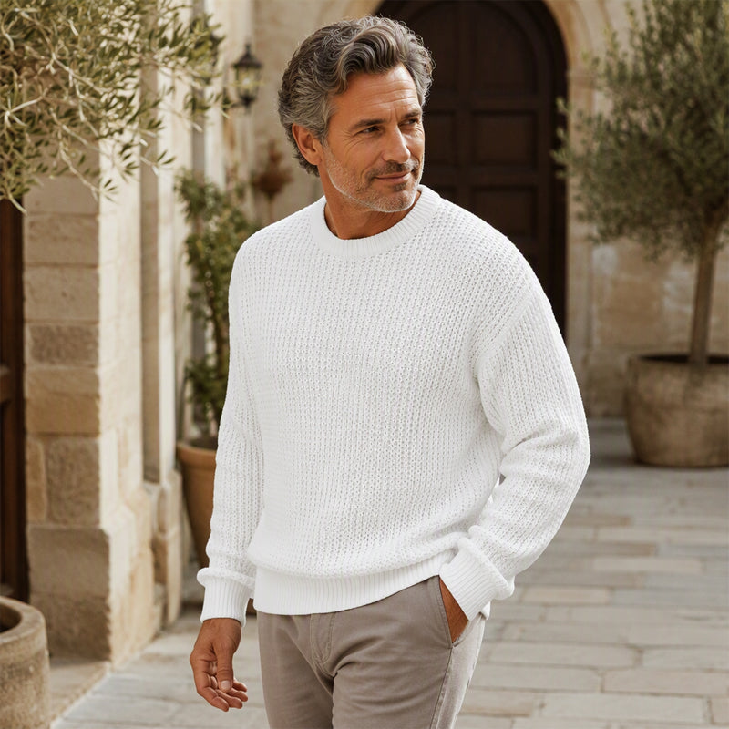 ✨Timeless Comfort | Men's Soft Crew-Neck Sweater with Ribbed Hem
