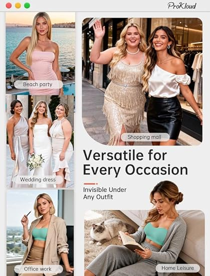 ProKloud Strapless Push Up Bras for Women Wireless Bandeau Bra Non-Slip Silicone Tube Top Padded Convertible Bralette