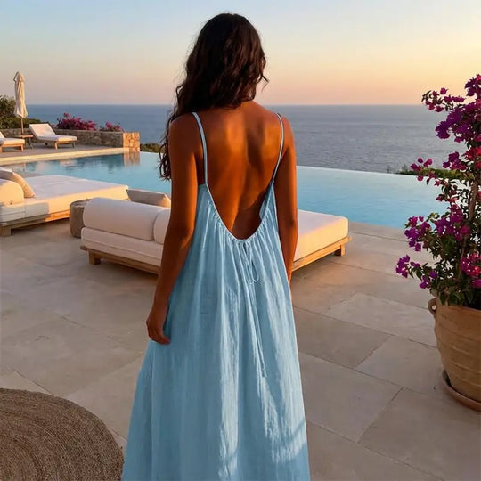 💃LAST DAY SAEL 50% OFF!!✨Women's Solid Color Cami Lounge Dress💕