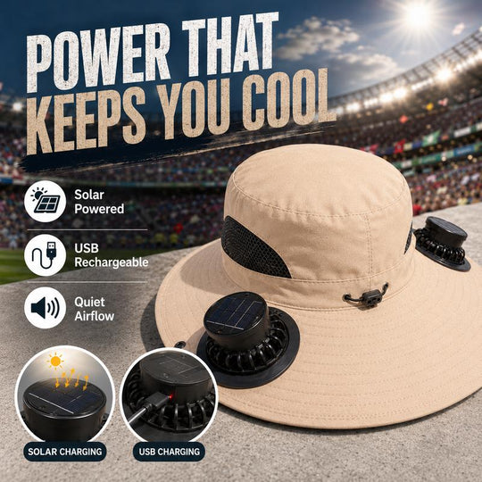 🧢 LIMITED-TIME 50% OFF! ✨ Solar Fan Sun Hat – UPF 50+, Dual Power, Ultralight ☀️