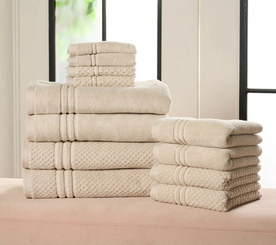 Home Reflections 100% Cotton Solid & Texture 12-pc Towel Set