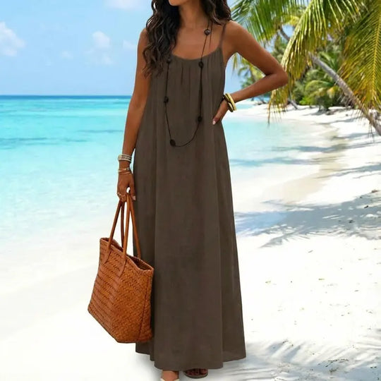 💃LAST DAY SAEL 50% OFF!!✨Women's Solid Color Cami Lounge Dress💕