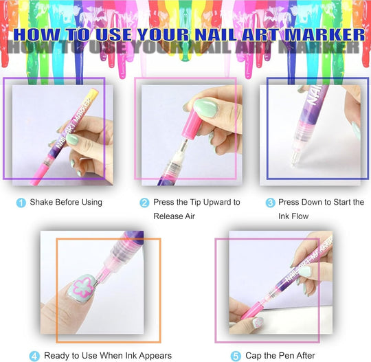 🌈 12 Colours Nail Art Pens Set: Precision Dual Tips for French Manicure, Gradient & 3D Nail Art | Salon Quality DIY Kit 🎨💅