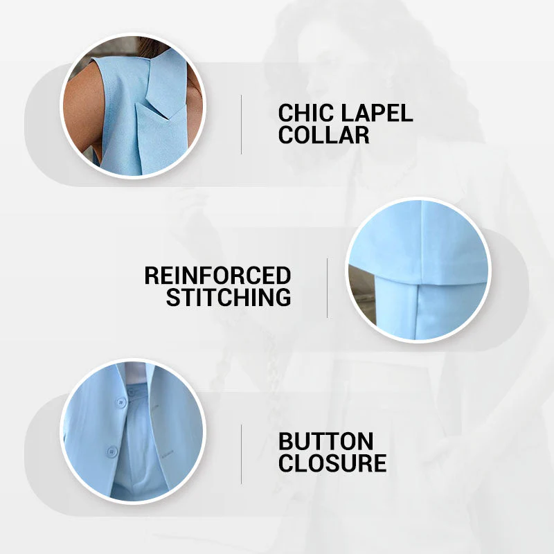 💖Women’s Stylish Sleeveless Blazer & High-Waisted Pants Set