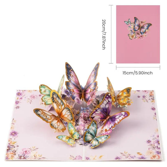 【Regalo creativo】Tarjeta de felicitación de mariposa emergente 3D con sobre, tarjeta de cumpleaños creativa de 2 unidades, tarjeta de agradecimiento, tarjeta de felicitación navideña, regalo para familiares, amigos, profesores y amantes de las mariposas