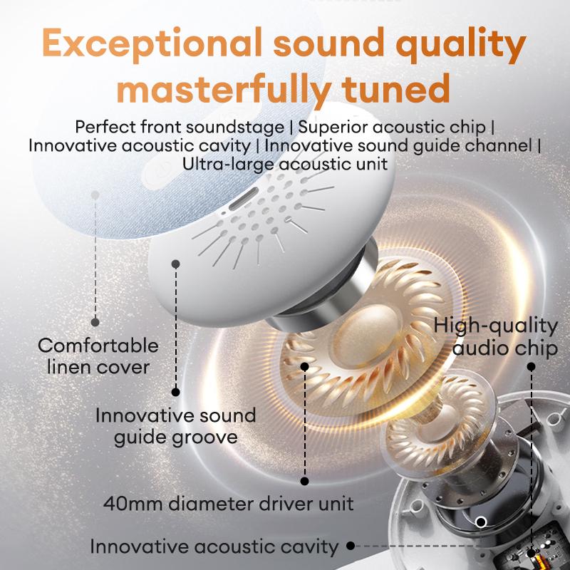 Ultra-Thin Bluetooth Pillow Speaker with Bluetooth 6.0, Soft Immersive Sound Field