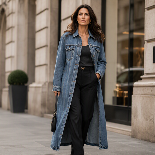 ⏳Time-Limited Special⏰Women’s Casual Longline Button-Up Denim Coat