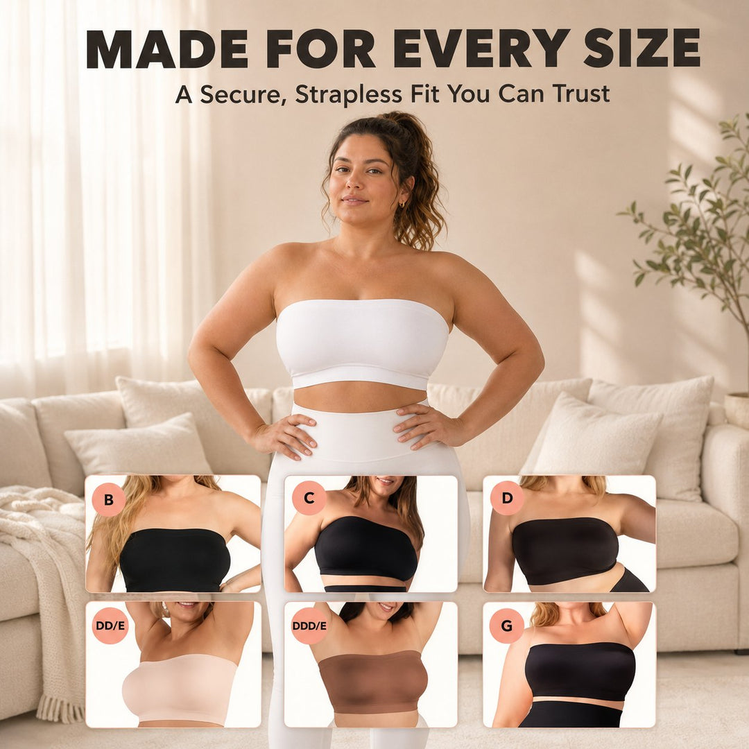 🔥Anti-Slip Grip & Removable Straps✨Convertible Strapless Bandeau Bra with Wireless Comfort👍Suitable for All Body Types.🌹Buy 2 Get Free Shipping