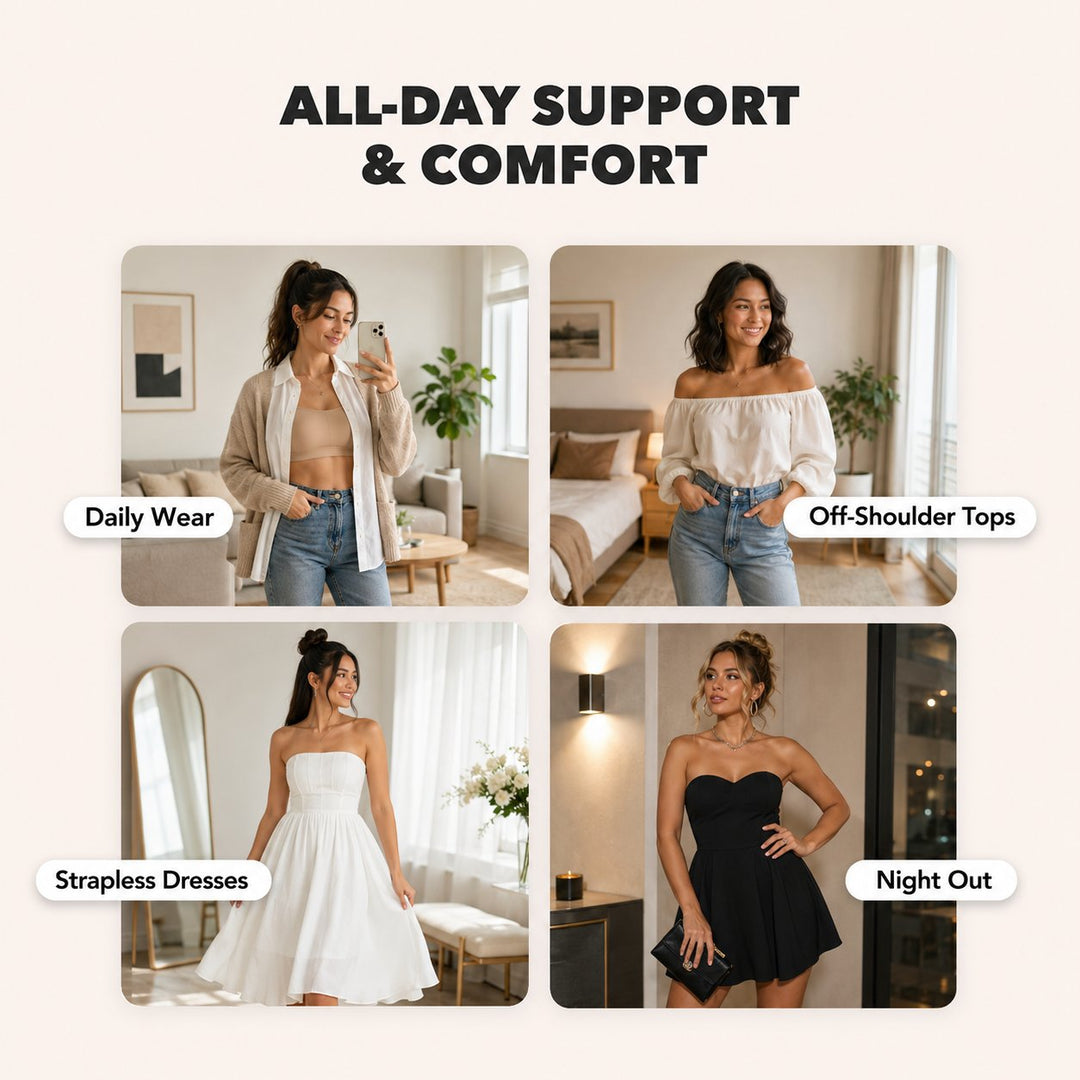 🔥Anti-Slip Grip & Removable Straps✨Convertible Strapless Bandeau Bra with Wireless Comfort👍Suitable for All Body Types.🌹Buy 2 Get Free Shipping