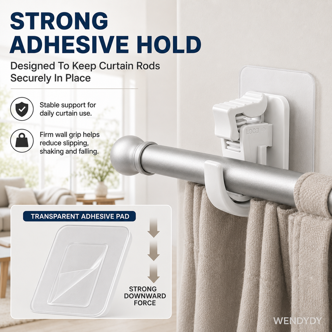 🔥Nail-Free Adjustable Curtain Rod Hooks