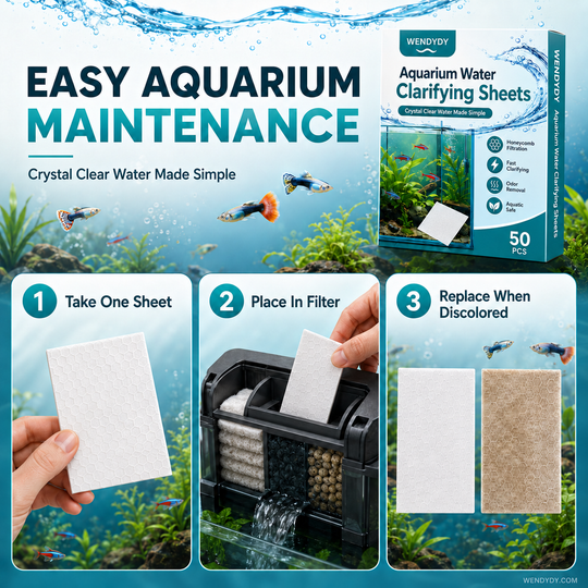🐠 BUY 1 GET 1 FREE! ✨ AQUARIUM CLARIFYING SHEETS - Crystal Clear Water in 24 Hours, Removes Odors and Impurities, Safe for All Fish and Plants 🌿🔮