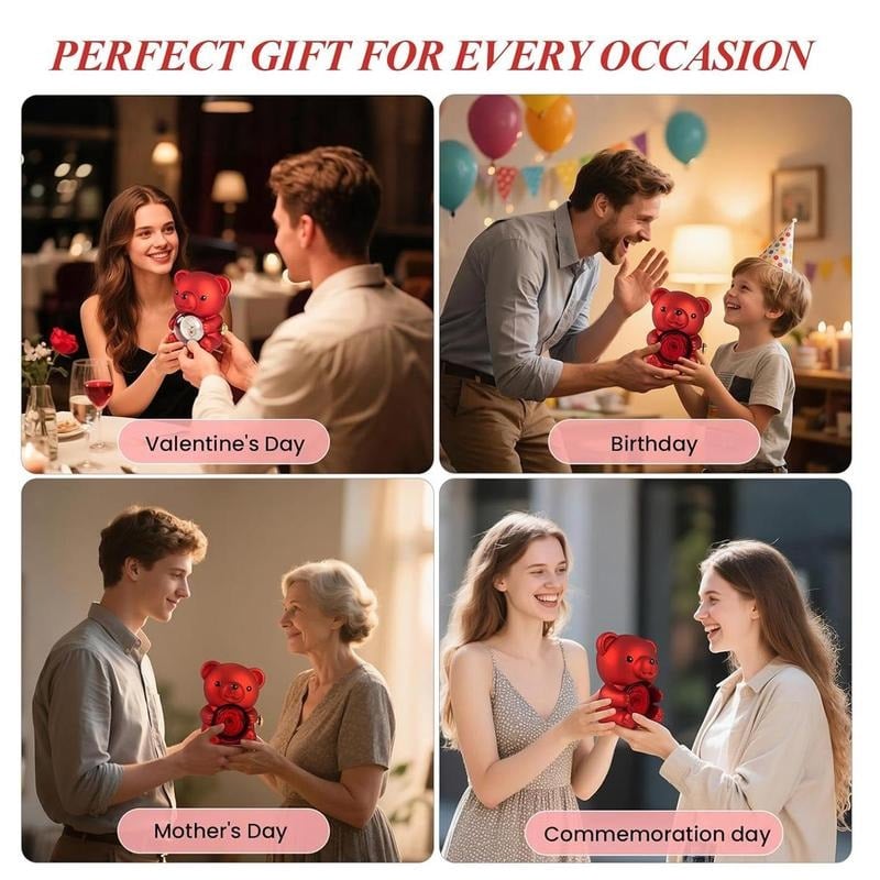 🎁Cute Teddy Bear with Preserved Rose-Necklace Included