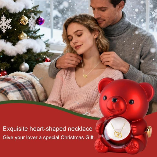 🎁Cute Teddy Bear with Preserved Rose-Necklace Included