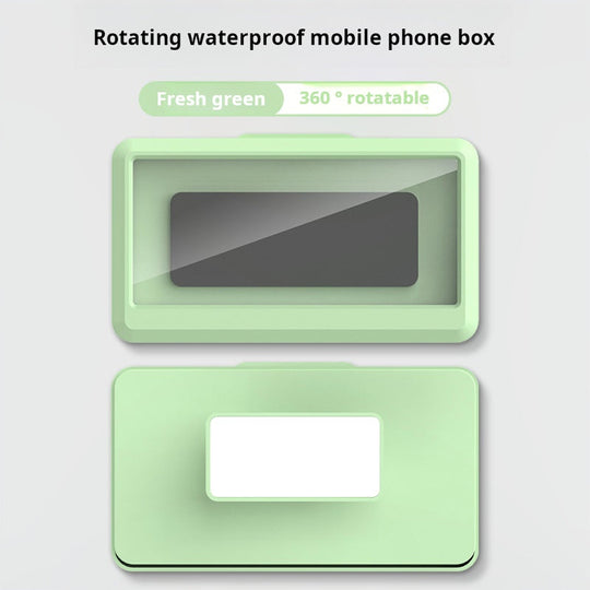 Caixa para celular à prova d'água e à prova de neblina para banheiro, suporte para celular montado na parede sem perfurações, ferramenta para assistir dramas, caixa giratória para cozinha à prova d'água