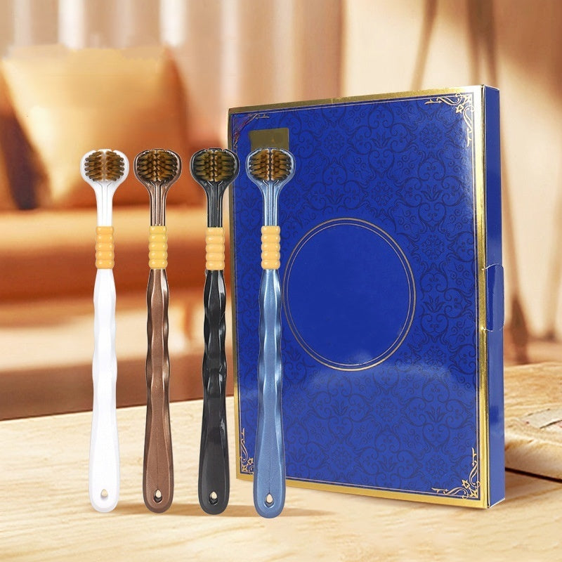 🦷Tandbørste til rengøring med tre hoveder i flere vinkler【4-delt gaveæske】