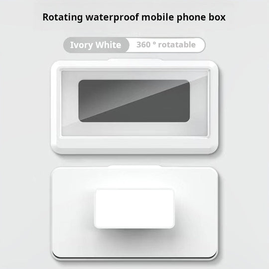 Caixa para celular à prova d'água e à prova de neblina para banheiro, suporte para celular montado na parede sem perfurações, ferramenta para assistir dramas, caixa giratória para cozinha à prova d'água