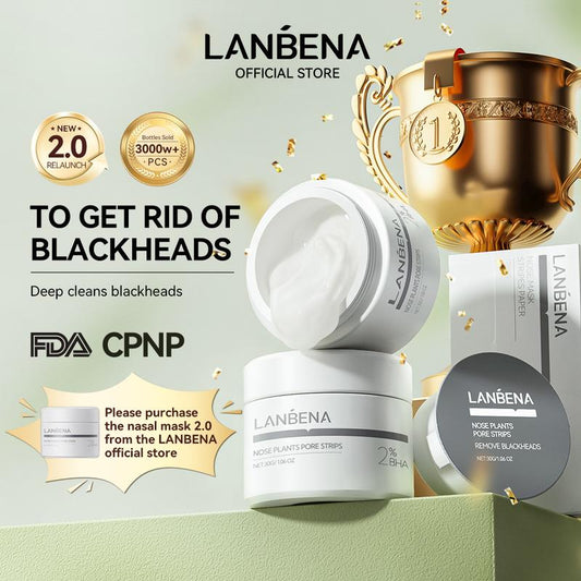 LANBENA 2.0 Blackhead Remover, Nose Plants Pore Strips Deep Cleansing Peel off Mask 【60Pcs】