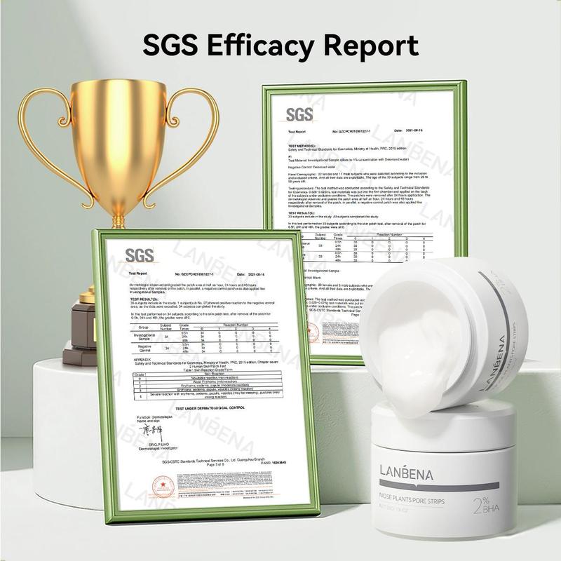 LANBENA 2.0 Dissolvant de points noirs, bandes de pores de plantes de nez, masque pelable nettoyant en profondeur 【60 pièces】