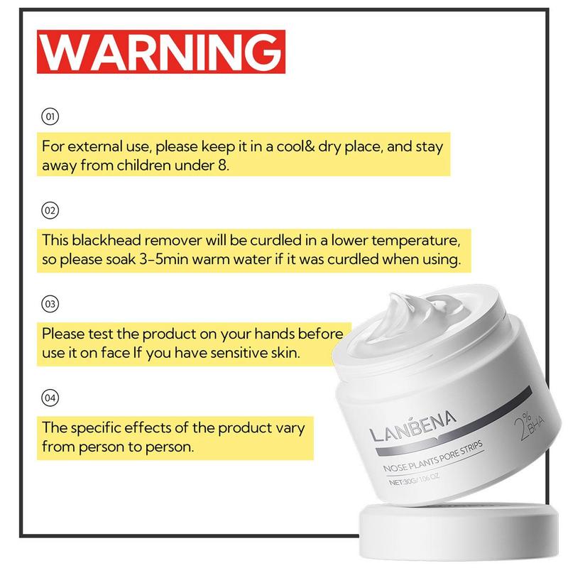 LANBENA 2.0 Dissolvant de points noirs, bandes de pores de plantes de nez, masque pelable nettoyant en profondeur 【60 pièces】