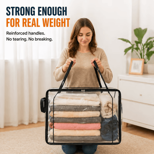 🎁 📦Large Heavy-Duty Thick Plastic Clear Storage Bag for Clothes, Moving & Storage