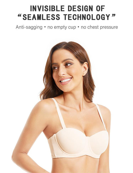 👙 Women's Convertible Strapless Minimizer Bandeau Bra Underwire Unlined for Large Bust