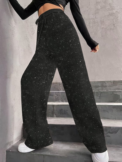 💖LAST DAY SALE 50% OFF🥰Women's Sequin Sparkle Wide Leg Pants with Elastic Waistband