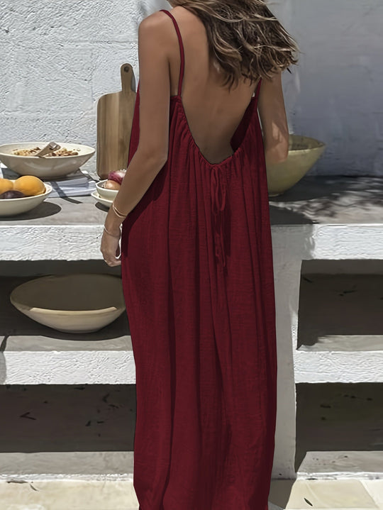 💃LAST DAY SAEL 50% OFF!!✨Women's Solid Color Cami Lounge Dress💕