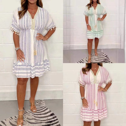 💝Casual printed V-neck dress