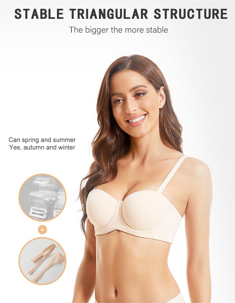 👙 Women's Convertible Strapless Minimizer Bandeau Bra Underwire Unlined for Large Bust