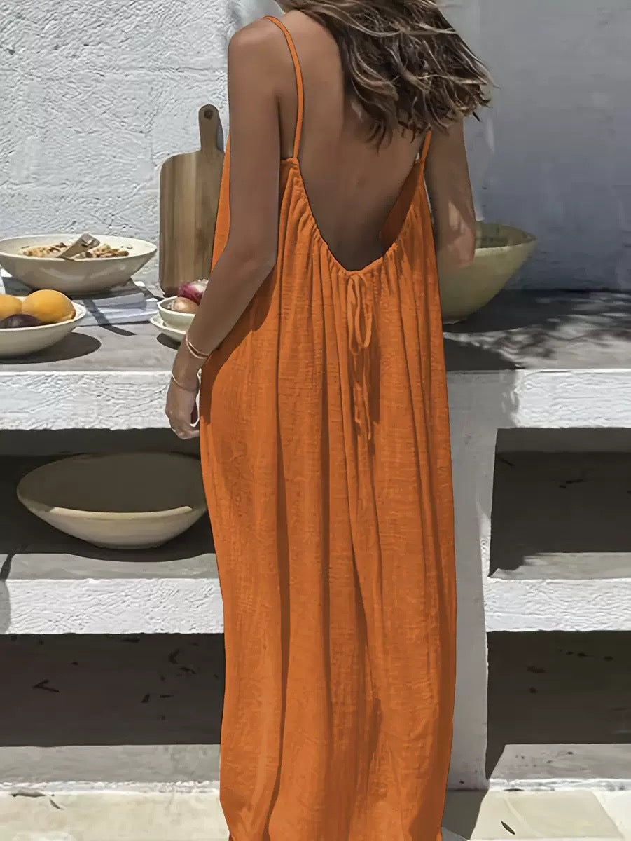 💃LAST DAY SAEL 50% OFF!!✨Women's Solid Color Cami Lounge Dress💕