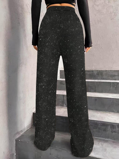 💖LAST DAY SALE 50% OFF🥰Women's Sequin Sparkle Wide Leg Pants with Elastic Waistband