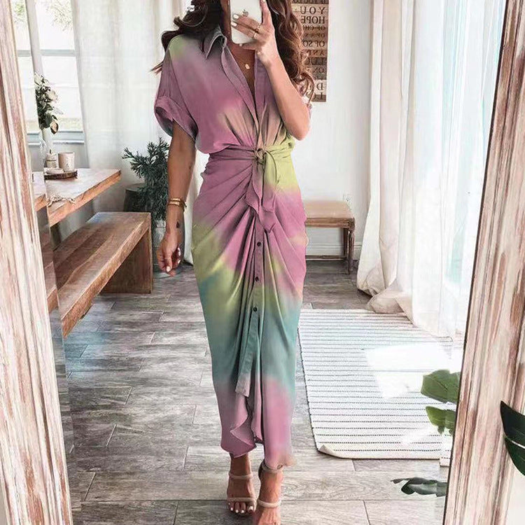 🔥 Women Satin Button Shirt Dress