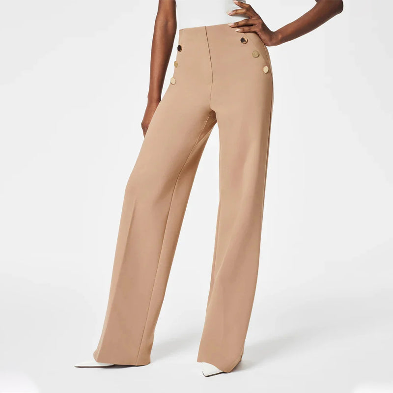 🌸High Stretch Tummy Control Button Wide Leg Pants