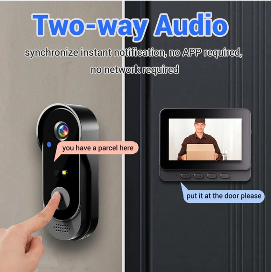 ✈️Free shipping✈️Wireless doorbell camera: 1080P, 170° angle, 4.3-inch screen, IPX65 outdoor waterproof, night vision