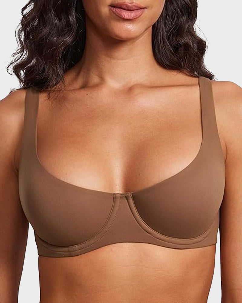 2026 NEW ✨Women's Smooth Scoop Neck Balconette Bra Underwire No Padded