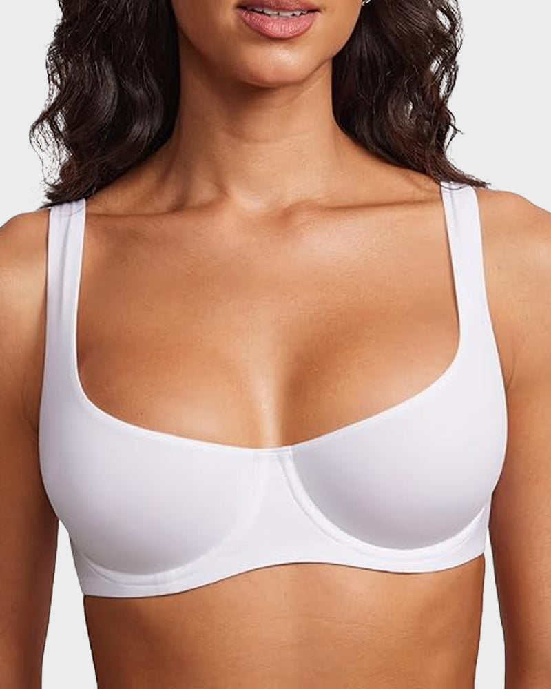 2026 NEW ✨Women's Smooth Scoop Neck Balconette Bra Underwire No Padded