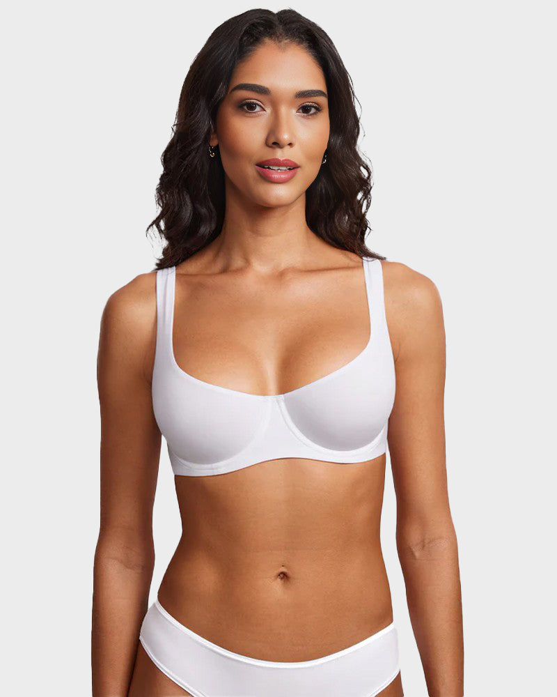 2026 NEW ✨Women's Smooth Scoop Neck Balconette Bra Underwire No Padded