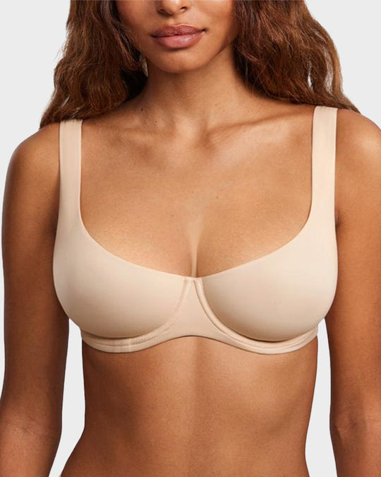 2026 NEW ✨Women's Smooth Scoop Neck Balconette Bra Underwire No Padded