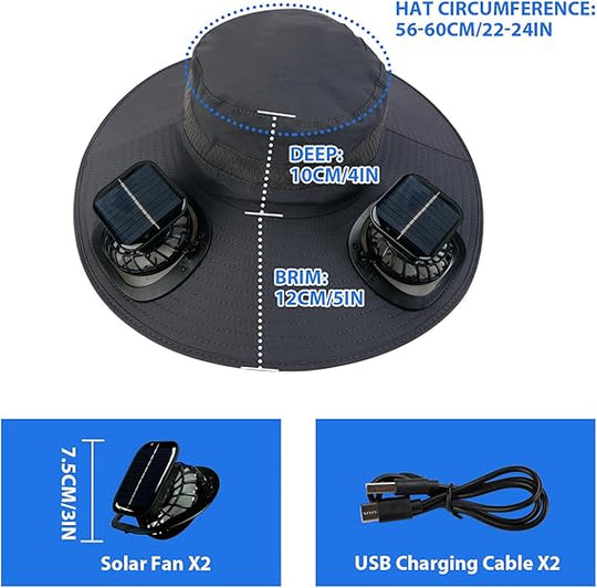 🧢 LIMITED-TIME 50% OFF! ✨ Solar Fan Sun Hat – UPF 50+, Dual Power, Ultralight ☀️