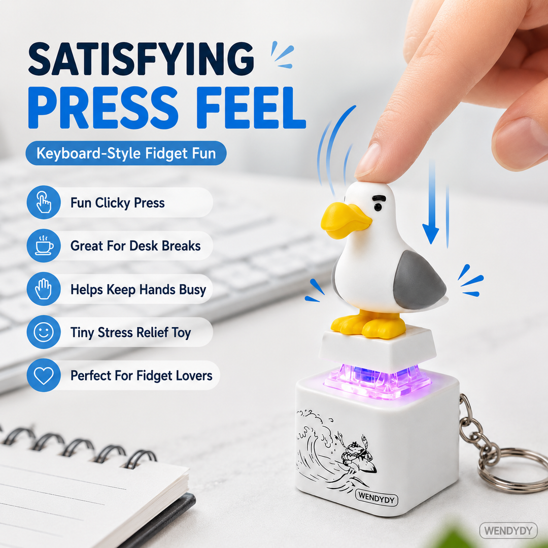 Seagull MINE! Button Keychain-Real Sound & LED Light, Funny Interactive Gift for Friends & Family summerwins