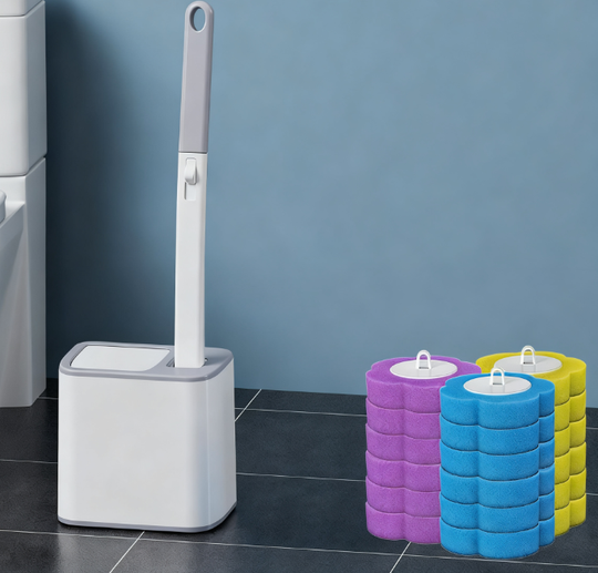 Viegli tīrāms un ērts vienreizējās lietošanas tualetes suku komplekts ar 18 suku galviņām