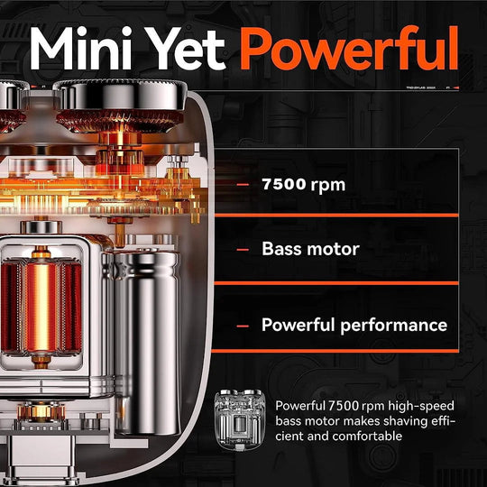 🎁Hot Sale🔋 Mini-dobbeltbarbermaskine! 0,1 mm Knive Mesh 7500 rpm motor