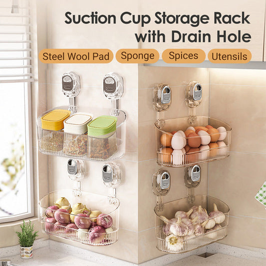 🔥Suction Cup Storage Rack with Drain Hole🔥