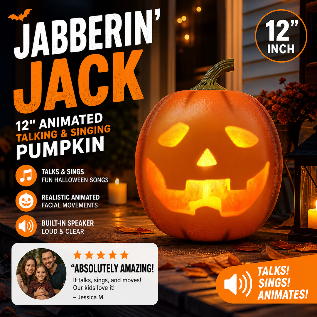 🎃Lowest Price Ever !! ⏰Jabberin' Jack Animated Talking & Singing Pumpkin