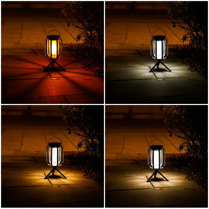 BougeRV 9 inch Solar lantern outdoor light with base, solar lantern outdoor waterproof light